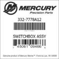 Bar codes for Mercury Marine part number 332-7778A12