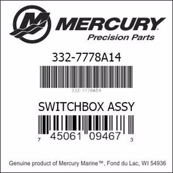 Bar codes for Mercury Marine part number 332-7778A14