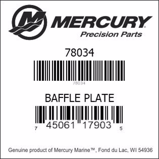 Bar codes for Mercury Marine part number 78034