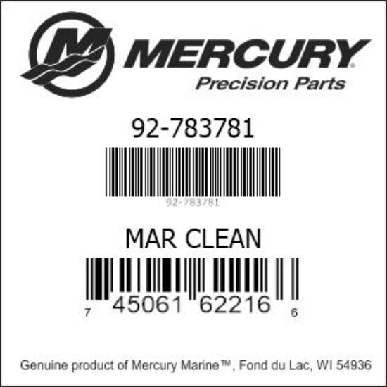 Bar codes for Mercury Marine part number 92-783781