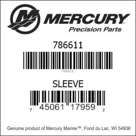 Bar codes for Mercury Marine part number 786611