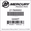 Bar codes for Mercury Marine part number 27-78690002