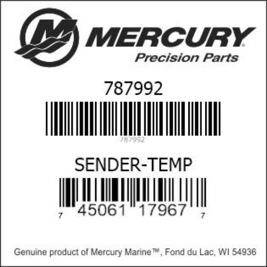Bar codes for Mercury Marine part number 787992