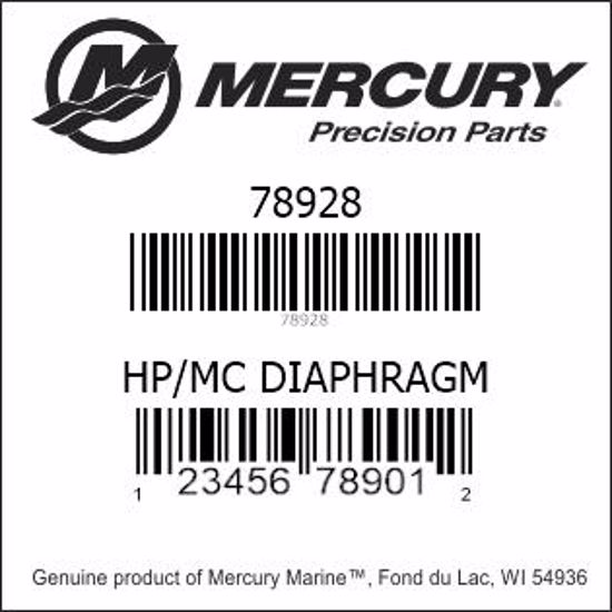 Bar codes for Mercury Marine part number 78928