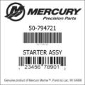 Bar codes for Mercury Marine part number 50-794721