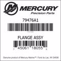 Bar codes for Mercury Marine part number 79476A1