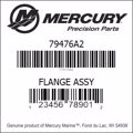 Bar codes for Mercury Marine part number 79476A2