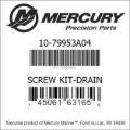 Bar codes for Mercury Marine part number 10-79953A04