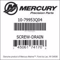 Bar codes for Mercury Marine part number 10-79953Q04