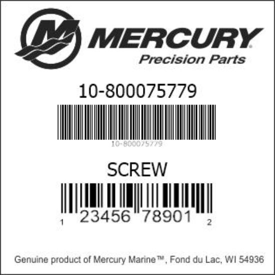 Bar codes for Mercury Marine part number 10-800075779