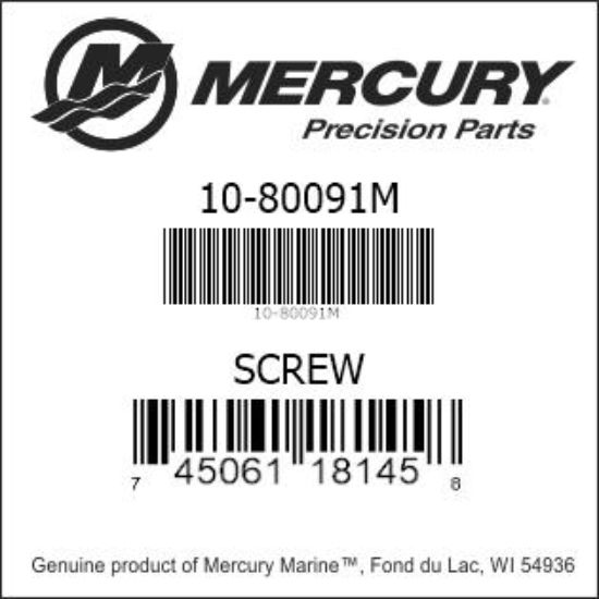 Bar codes for Mercury Marine part number 10-80091M