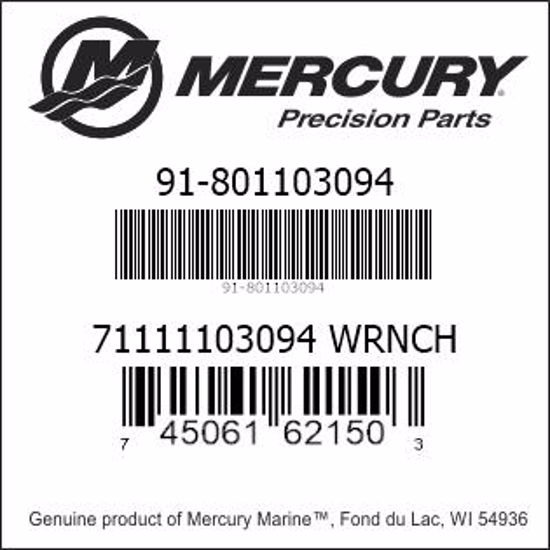 Bar codes for Mercury Marine part number 91-801103094