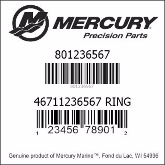 Bar codes for Mercury Marine part number 801236567