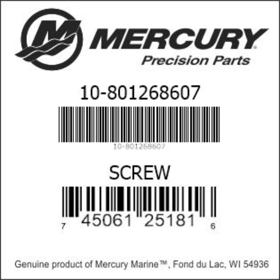 Bar codes for Mercury Marine part number 10-801268607