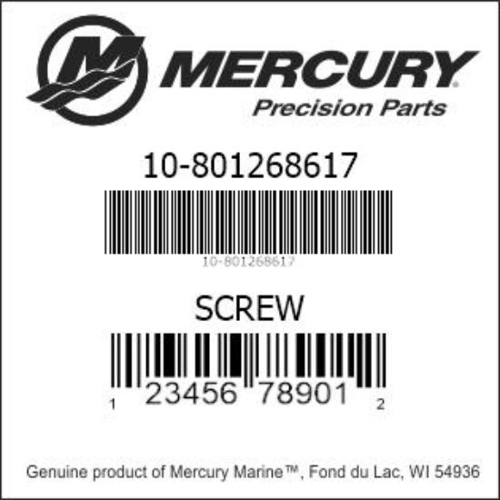 Bar codes for Mercury Marine part number 10-801268617