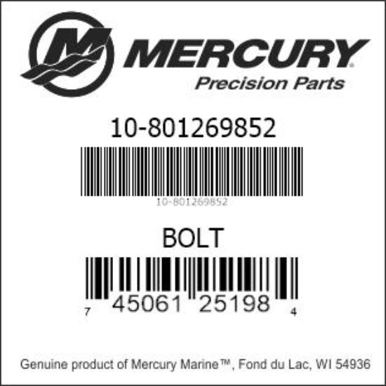 Bar codes for Mercury Marine part number 10-801269852