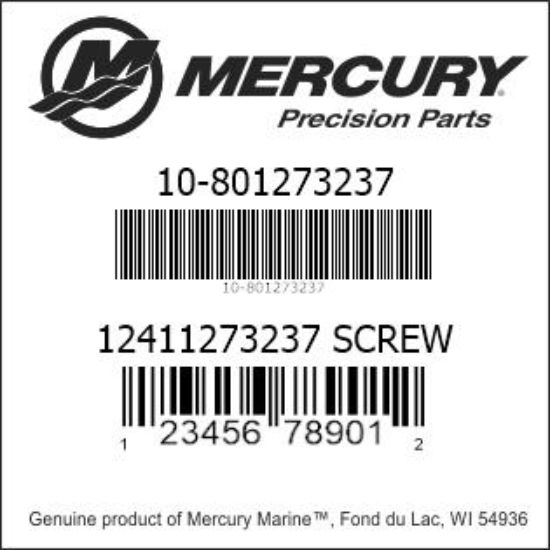 Bar codes for Mercury Marine part number 10-801273237