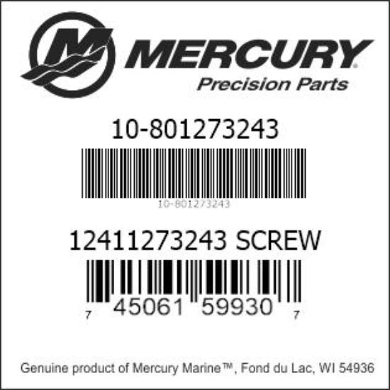 Bar codes for Mercury Marine part number 10-801273243