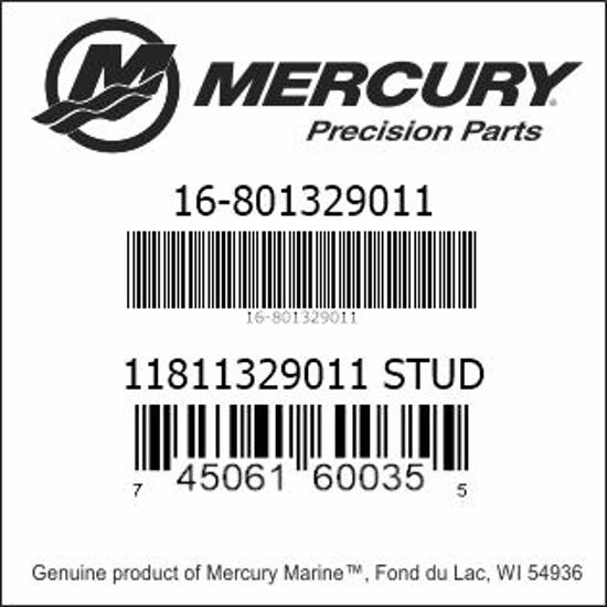 Bar codes for Mercury Marine part number 16-801329011