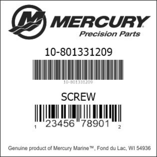 Bar codes for Mercury Marine part number 10-801331209