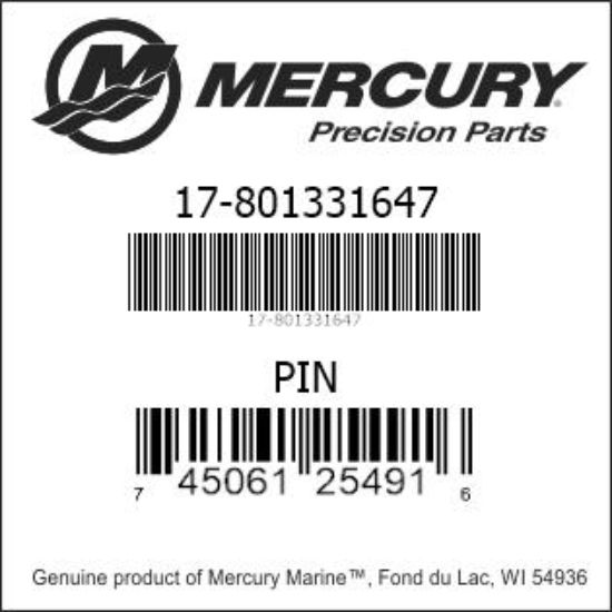 Bar codes for Mercury Marine part number 17-801331647