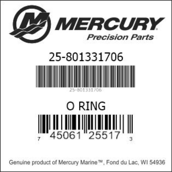 Bar codes for Mercury Marine part number 25-801331706