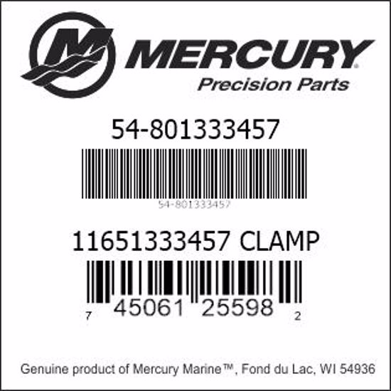 Bar codes for Mercury Marine part number 54-801333457