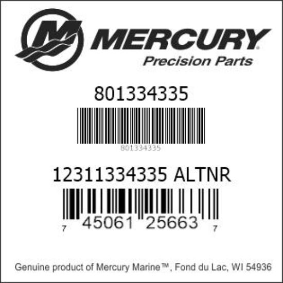 Bar codes for Mercury Marine part number 801334335