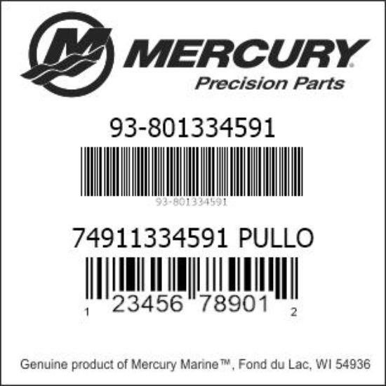 Bar codes for Mercury Marine part number 93-801334591