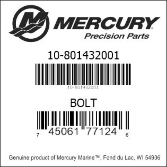 Bar codes for Mercury Marine part number 10-801432001