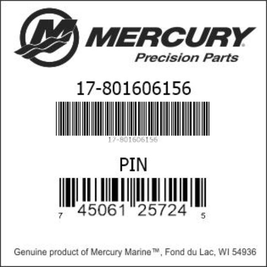 Bar codes for Mercury Marine part number 17-801606156