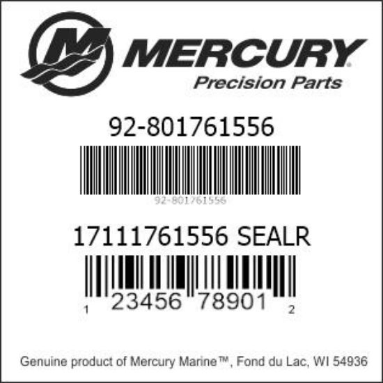 Bar codes for Mercury Marine part number 92-801761556