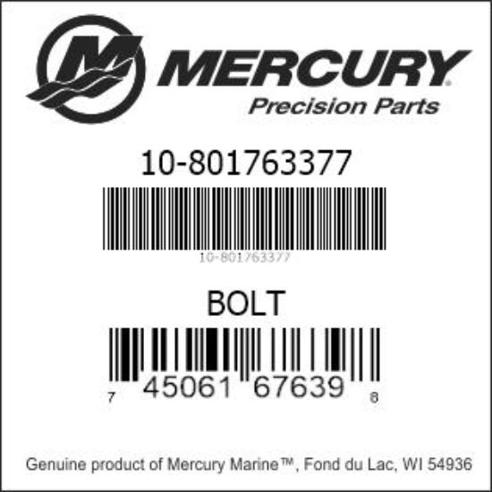 Bar codes for Mercury Marine part number 10-801763377