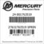 Mercury Marine part number 24-801763519 27631763519 SPRIN Bar codes for Mercury Marine part number 24-801763519