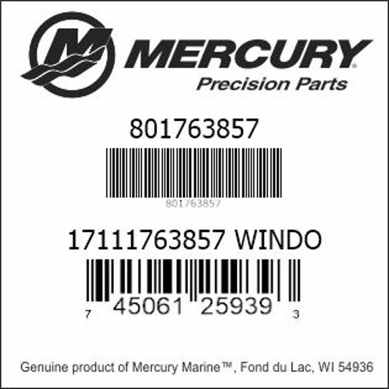 Bar codes for Mercury Marine part number 801763857