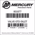 Bar codes for Mercury Marine part number 801877