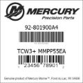 Bar codes for Mercury Marine part number 92-801900A4