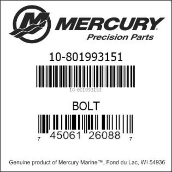 Bar codes for Mercury Marine part number 10-801993151
