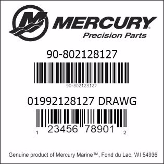 Bar codes for Mercury Marine part number 90-802128127