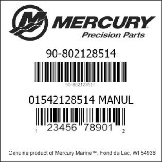 Bar codes for Mercury Marine part number 90-802128514