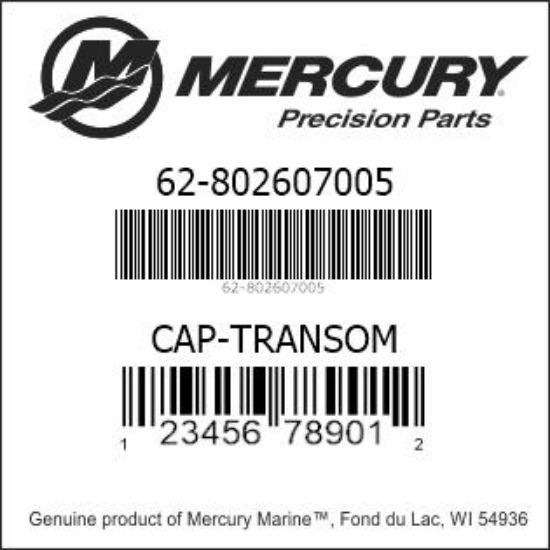 Bar codes for Mercury Marine part number 62-802607005