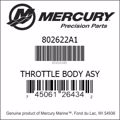 Bar codes for Mercury Marine part number 802622A1