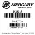 Bar codes for Mercury Marine part number 802632T