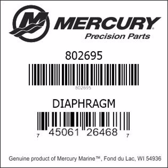 Bar codes for Mercury Marine part number 802695