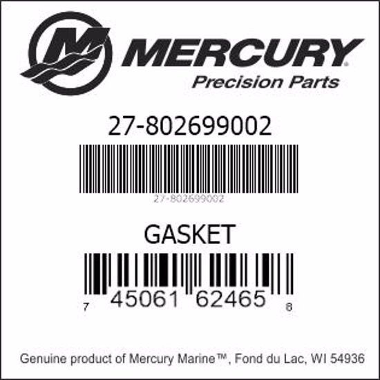 Bar codes for Mercury Marine part number 27-802699002