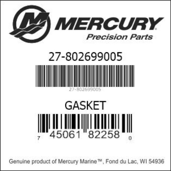 Bar codes for Mercury Marine part number 27-802699005