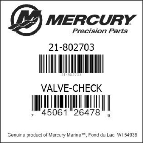 Bar codes for Mercury Marine part number 21-802703