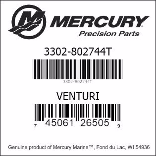 Bar codes for Mercury Marine part number 3302-802744T