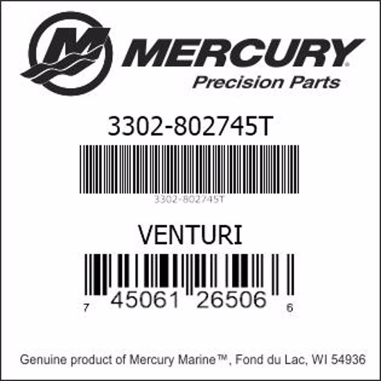 Bar codes for Mercury Marine part number 3302-802745T