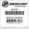 Bar codes for Mercury Marine part number 802755